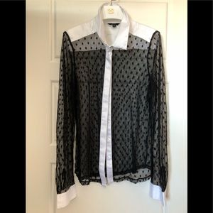 Guess mesh polka dots blouse with gems large
